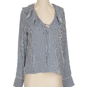J. Crew Navy and White Striped Blouse